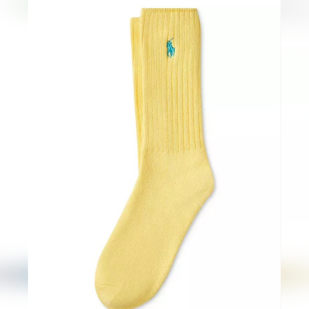 NWT Men's Ralph Lauren Polo Yellow Casual Socks with Signature Pony - Picture 4 of 10